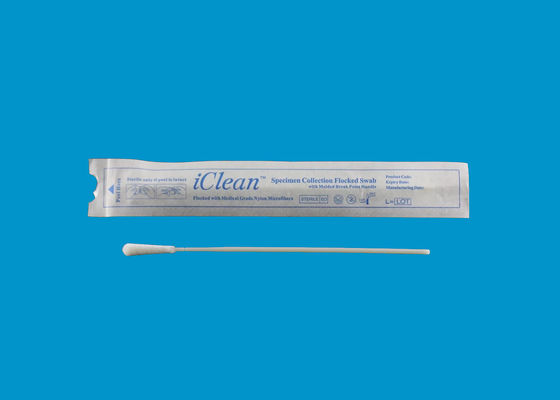 Pengambilan sampel Oropharyngeal Flocking Nylon Medical Buccal Cheek Swab Kepala berbondong-bondong steril