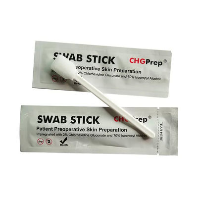 Bersihkan Antiseptik Kulit Mempersiapkan CHG Swab 2% Dan 70% IPA Alkohol Medical Sponge Foam Swabs Stick